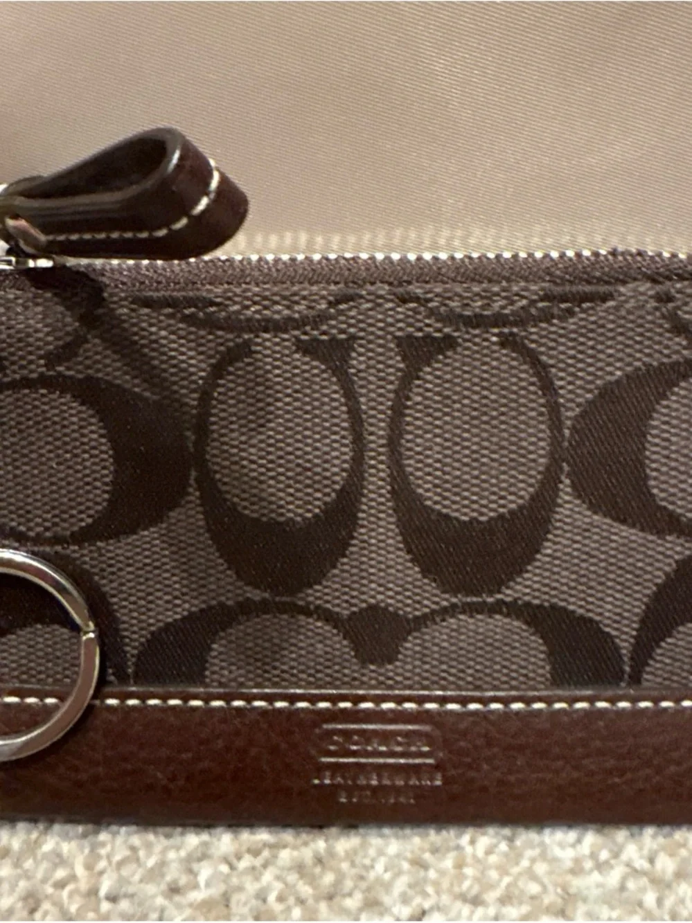 Coach Brown Signature Wristlet Clutch
